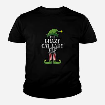 Crazy Cat Lady Elf Matching Family Group Christmas Party Kid T-Shirt - Seseable