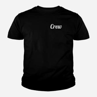 Crew-Aufschrift Unisex Kinder Tshirt in Schwarz, Basic Style - Seseable