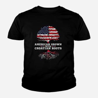 Croatia Roots Gift American Grown Croatian Roots Hrvatska Kid T-Shirt - Seseable
