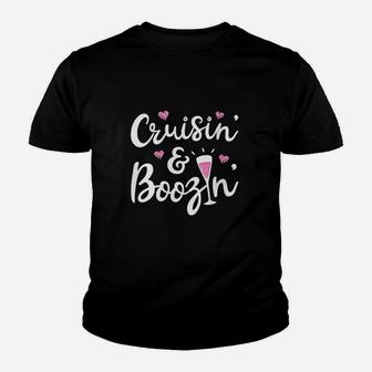 Cruisin And Boozin Funny Cruise Ship Cruising Drinking Kid T-Shirt - Seseable
