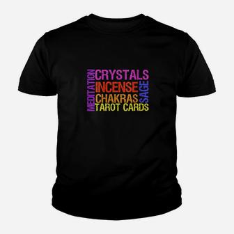 Crystals Sage Incense Chakras Meditation Tarot Spirituality Kid T-Shirt - Seseable