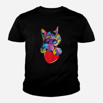 Cute Cat Lovers Colorful Art Kid T-Shirt - Seseable