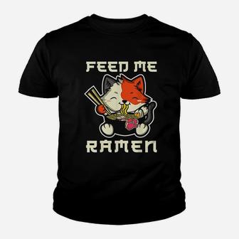 Cute Kawaii Anime Cat Ramen Noodles Japanese Gift Kid T-Shirt - Seseable