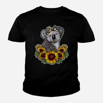 Cute Love Koala Bear Gift Sunflower Decor Koala Kid T-Shirt - Seseable