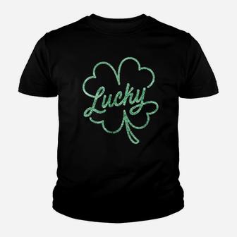 Cute Lucky Four Leaf Clover St Patricks Day Kid T-Shirt - Seseable
