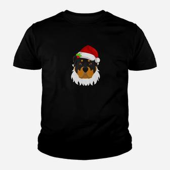 Cute Rottweiler With Santa Hat And Beard Christmas Gifts Ts Kid T-Shirt - Seseable