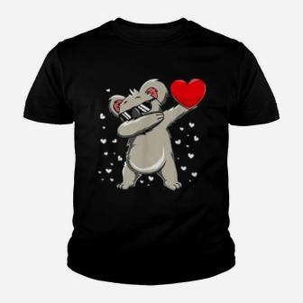 Dabbing Koala Bear Heart Valentines Day Funny Gift Kid T-Shirt - Seseable