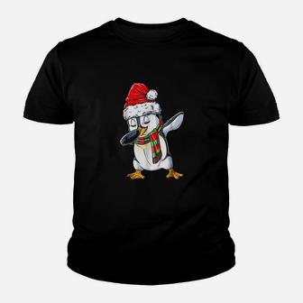 Dabbing Penguin Santa Christmas Girls Boys Kids Gift Kid T-Shirt - Seseable