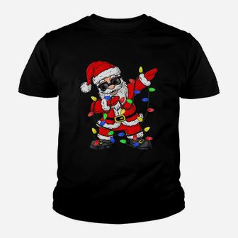 Dabbing Santa Claus Christmas Tree Lights Boys Kids Dab Xmas Kid T-Shirt - Seseable