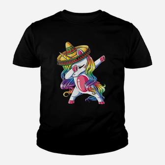 Dabbing Unicorn Funny Cinco De Mayo Women Rainbow Sombrero Kid T-Shirt - Seseable