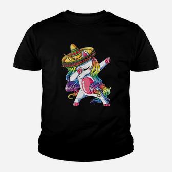 Dabbing Unicorn Funny Cinco De Mayo Women Rainbow Sombrero Kid T-Shirt - Seseable