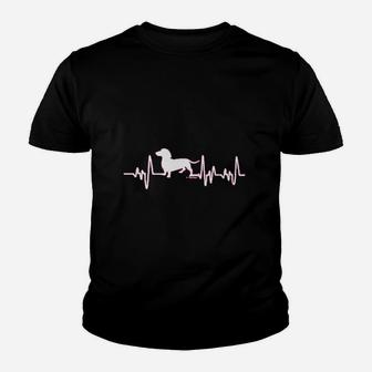 Dachshund Gifts Dog Lover Heartbeat Weiner Dog Kid T-Shirt - Seseable