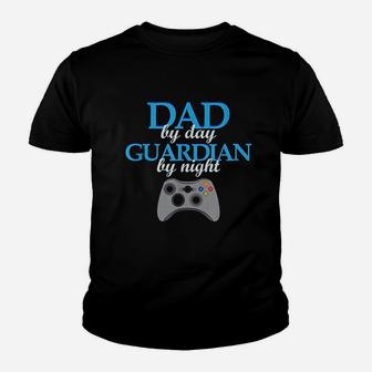Dad By Day Guardian By Night Gamer Gaming Geek Kid T-Shirt - Seseable