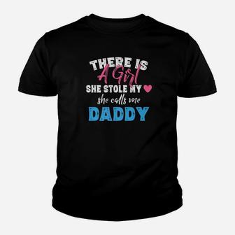 Dad Gifts Shirts Girl Stole My Heart Calls Me Daddy Kid T-Shirt - Seseable