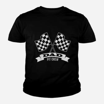 Dad Pit Crew For Race Car Parties Team Daddy Dark Kid T-Shirt - Seseable