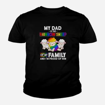 Dad Rainbow Sheep Family Proud Gay Pride Kid T-Shirt - Seseable