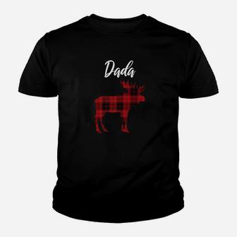 Dada Plaid Moose Matching Family Christmas Pajamas Shirt Kid T-Shirt - Seseable