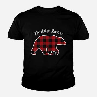 Daddy Bear Red Plaid Christmas Pajama Family Dad Gift Kid T-Shirt - Seseable