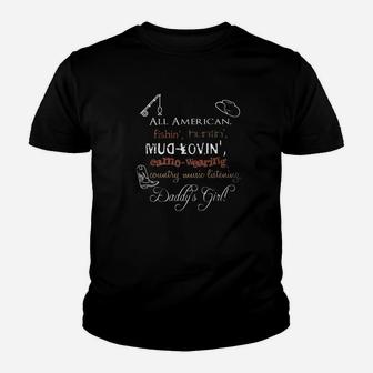 Daddys Girl Country Music Kid T-Shirt - Seseable