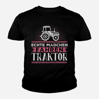 Damen Echte Mdchen Fahren Traktor Treck Kinder T-Shirt - Seseable
