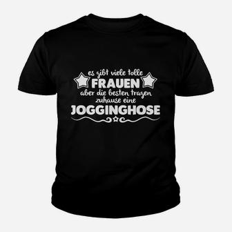 Damen Kinder Tshirt 'Beste Frauen in Jogginghose' Humorvoller Spruch in Schwarz - Seseable