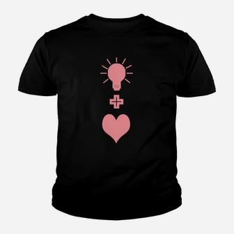 Damen Kinder Tshirt Schwarz Inspirierendes Glühbirnen-Herz-Design - Seseable