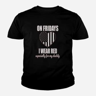 Deployed Daddy Red Friday Military Kid T-Shirt - Seseable