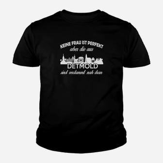 Detmold Skyline Kinder Tshirt Keine Frau ist perfekt, Witziger Spruch Tee - Seseable