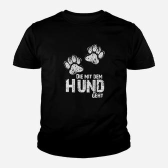 Die Mit Dem Hund Geht 2 Kinder T-Shirt - Seseable