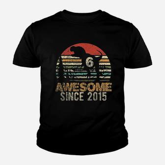 Dinosaur 6 Year Old Boy Kids Awesome Since 2015 Kid T-Shirt - Seseable