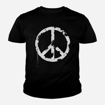 Distressed Hippie Peace Sign White Vintage Hippy Kid T-Shirt - Seseable