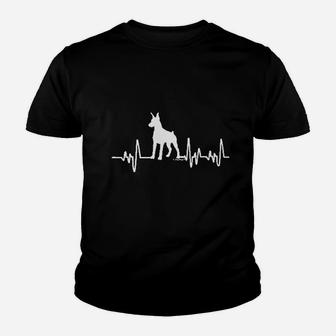 Doberman Pinscher Gift Dog Lover Heartbeat Doberman Kid T-Shirt - Seseable