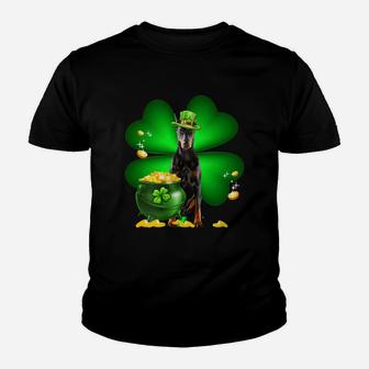 Doberman Shamrock St Patricks Day Irish Great Dog Lovers Kid T-Shirt - Seseable