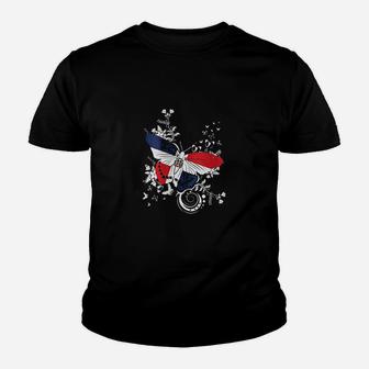 Dominican Republic Butterfly Flag Proud Dominicana Kid T-Shirt - Seseable