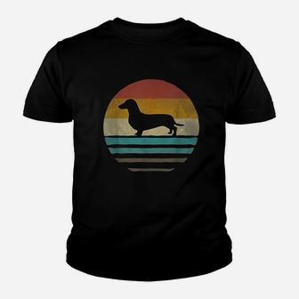 Doxie Dachshund Dog Retro Vintage 70s Silhouette Gift Kid T-Shirt - Seseable