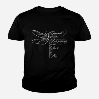Dragonfly Inspirational Motivational Quote Fly Away Kid T-Shirt - Seseable