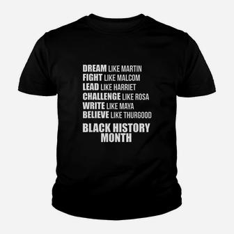 Dream Fight Lead Challenge Write Black History Kid T-Shirt