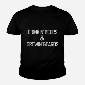 Drinking Beers And Growing Beards Funny Drinking Beer Kid T-Shirt - Seseable