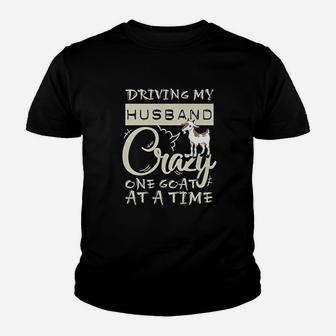Driving My Husband Crazy One Goat At Time Kid T-Shirt - Seseable