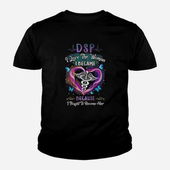 Dsp I Love Woman I Became Nurse Person Butterfly Heartbeats Kid T-Shirt - Seseable