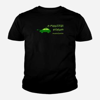 E-Mobilität Erleben Unisex-Kinder Tshirt, Elektroauto-Motiv, Schwarz - Seseable