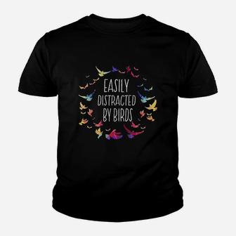 Easily Distracted By Birds Bird Lover Birder Gifts Kid T-Shirt - Seseable