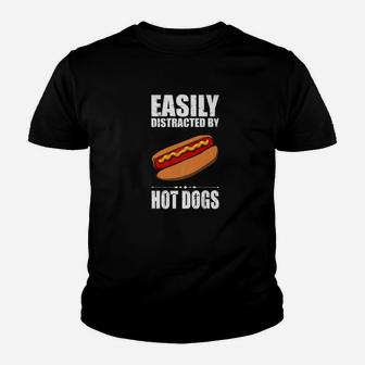 Easily Distracted By Hot Dogs Funny Sausage Hot Dog Kid T-Shirt - Seseable