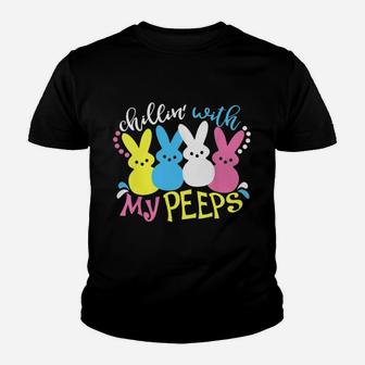 Easter Bunny Chilling With My Peeps Special Gift Kid T-Shirt - Seseable