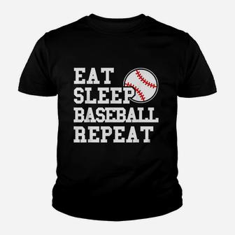 Eat Sleep Baseball Repeat Funny Baseball Player Kid T-Shirt - Seseable