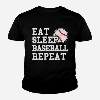 Eat Sleep Baseball Repeat Funny Baseball Player Youth T-shirt - Seseable