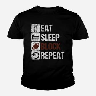 Eat Sleep Block Repeat Football Offensive Lineman Youth T-shirt - Seseable