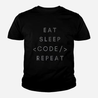 Eat Sleep Code Repeat Funny Programming Programmer Kid T-Shirt - Seseable