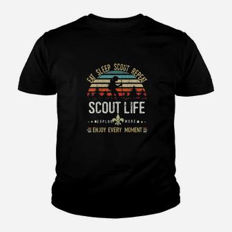 Eat Sleep Scout Repeat Vintage Scouting Scout Life Kid T-Shirt - Seseable