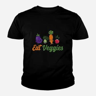 Eat Veggies Vegans Fitness Veganism Foodie Kid T-Shirt - Seseable